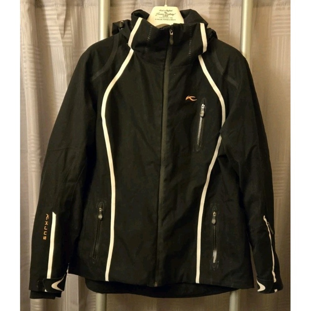 Kjus Softshell Women's Performance Black White Reflective Ski Jacket Sz 16